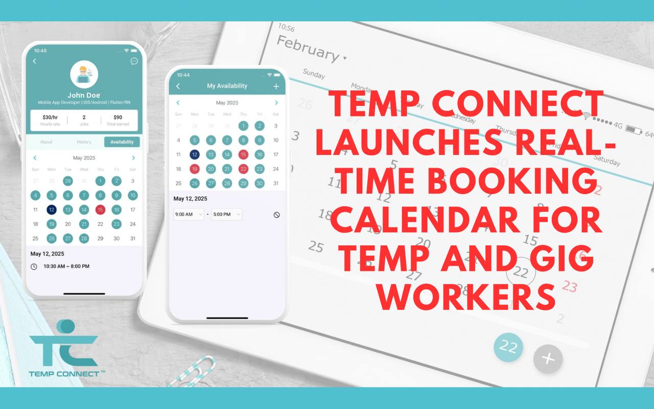Temp Connect Launches Real-Time Booking Calendar for Temp and Gig Workers