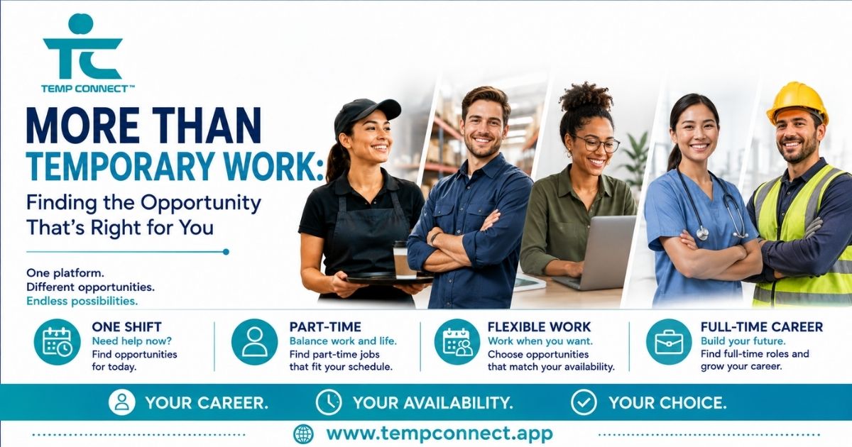 Workers exploring full-time, part-time, temporary, contract, and flexible job opportunities through the Temp Connect™ direct hiring marketplace.