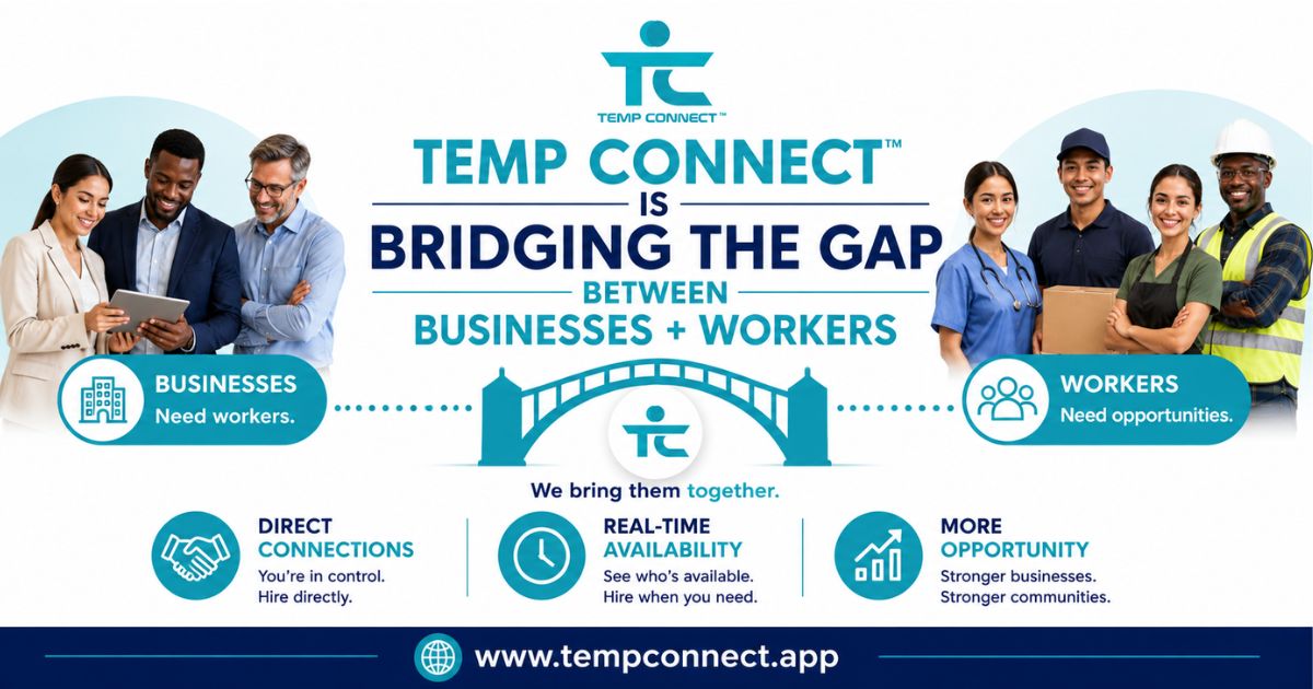 Temp Connect™ connecting businesses that need workers with people who are ready to work through a direct hiring marketplace.