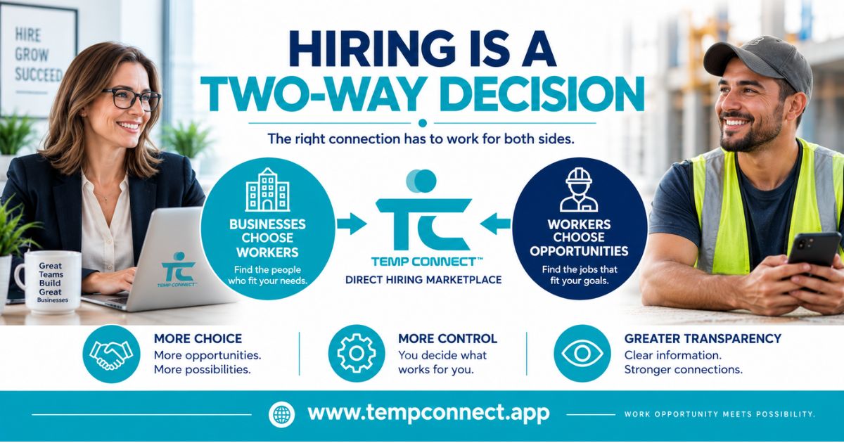 An employer and worker making a mutual hiring decision through the Temp Connect™ direct hiring marketplace.