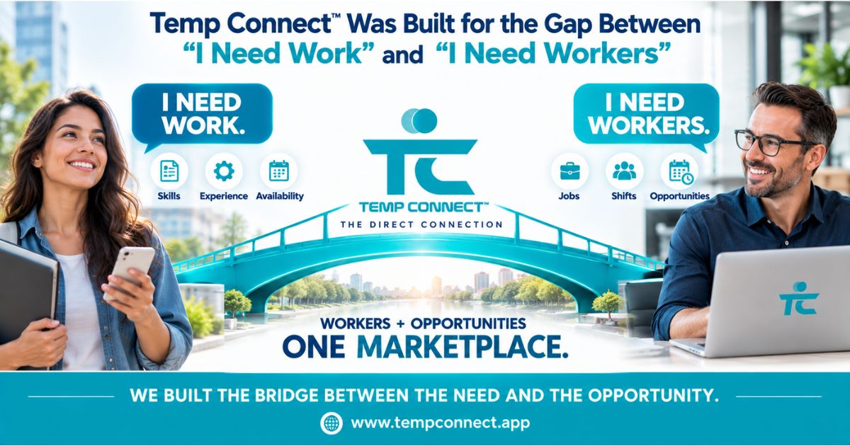 Temp Connect™ connects workers looking for work with businesses looking for workers through a direct hiring marketplace.